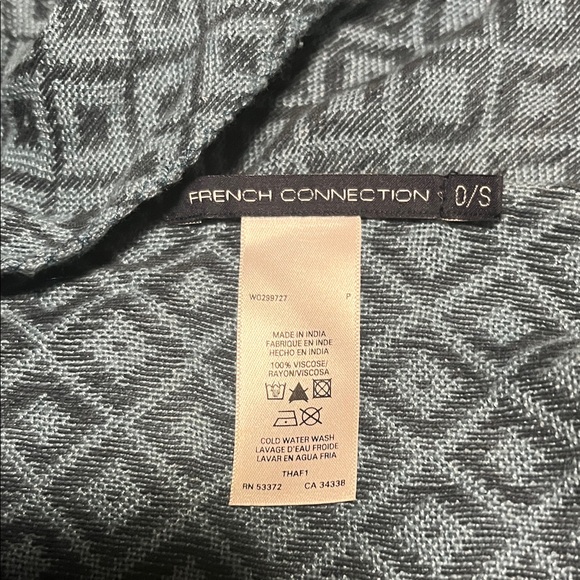 French Connection Blue Patterned Scarf - Picture 6 of 6